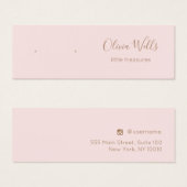 小さなピンクのスクリプトスタッドイヤリングディスプレイカード (正面&裏面)