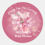 小さなピンクのスノーフレークのピンクポインセテ感謝していィア ラウンドシール (正面)