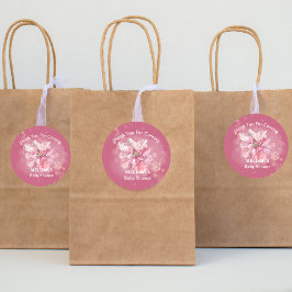 小さなピンクのスノーフレークのピンクポインセテ感謝していィア ラウンドシール