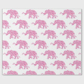 小さなピンクのゾウが可愛いハート ラッピングペーパー (フラット)