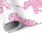 小さなピンクのゾウが可愛いハート ラッピングペーパー (ロールコーナー)