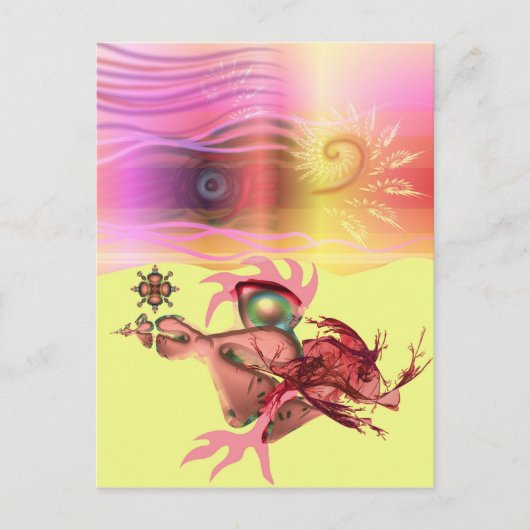 小さなピンクのビースティは走~だ ポストカード (正面)