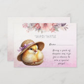 小さなピンクのリボン赤ちゃんシャワー エンクロージャーカード (正面/裏面)