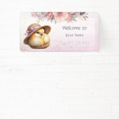 小さなピンクのリボン赤ちゃんシャワー 横断幕 (インサイチュ)