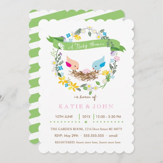 小さなピンクの卵 |ガールベイビーシャワー招待状 招待状 (正面/裏面)