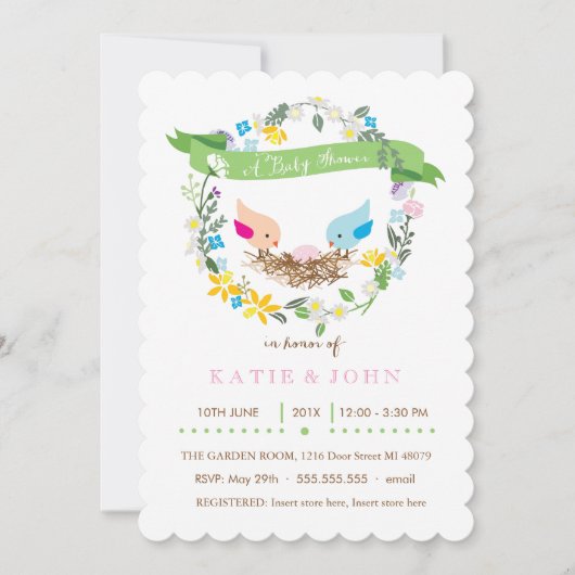 小さなピンクの卵 |ガールベイビーシャワー招待状 招待状 (正面)