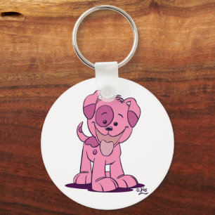小さなピンクの子犬のキーチェーン キーホルダー