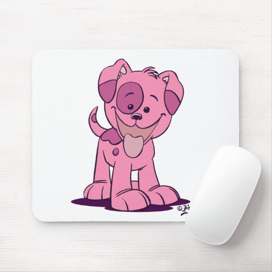 小さなピンクの子犬の口 マウスパッド (マウス)