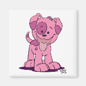 小さなピンクの子犬の磁石 マグネット (正面)