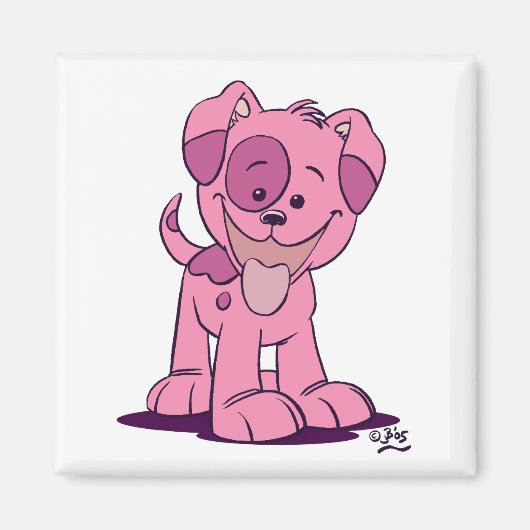 小さなピンクの子犬の磁石 マグネット (正面)