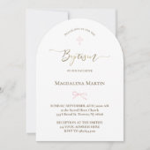 小さなピンクの弓 | バプテスマ 招待状 (正面)