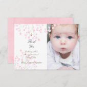 小さなピンクの花をバプテ感謝していスマして 招待状 (正面/裏面)