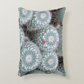 小さなピンクの花サボテンの植物 アクセントクッション (正面(垂直))