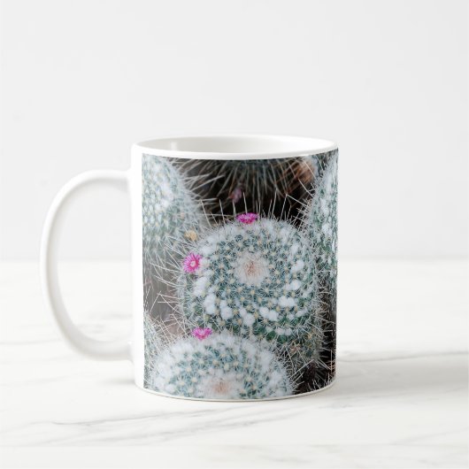 小さなピンクの花サボテンの植物 コーヒーマグカップ (左)