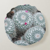 小さなピンクの花サボテンの植物 ラウンドクッション (裏面)