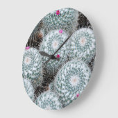 小さなピンクの花サボテンの植物 ラージ壁時計 (傾斜)