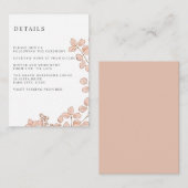 小さなピンクの葉 ウェディング ホテル宿泊施設 エンクロージャーカード (正面/裏面)