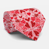 小さなピンクの赤いハートバレンタインギフト ネクタイ (ロール)
