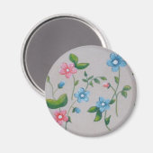 小さなピンクの青い花 マグネット (正面/裏面)