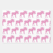 小さなピンク色の愛のハートで作られた可愛いムース ラッピングペーパーシート (正面3)