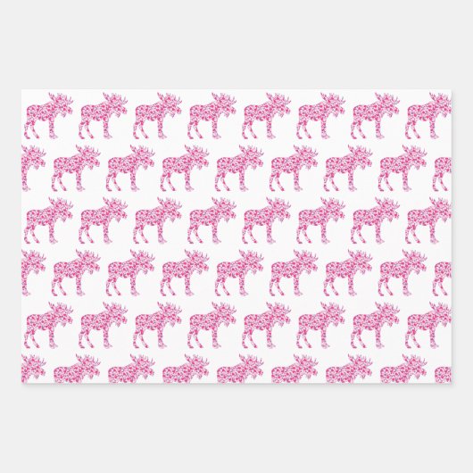 小さなピンク色の愛のハートで作られた可愛いムース ラッピングペーパーシート (正面2)