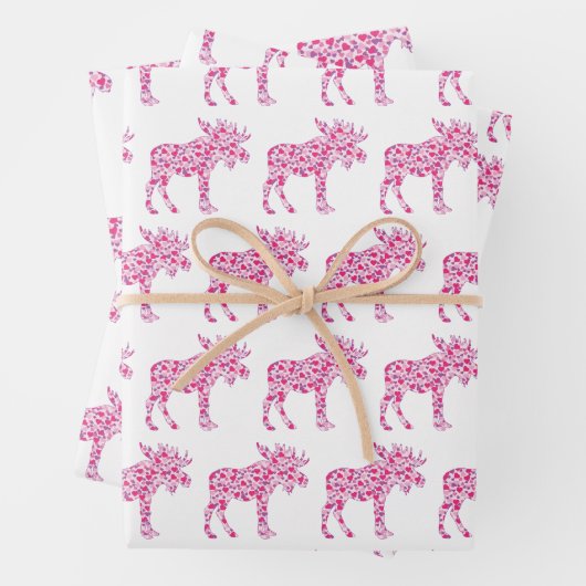小さなピンク色の愛のハートで作られた可愛いムース ラッピングペーパーシート (インサイチュ)