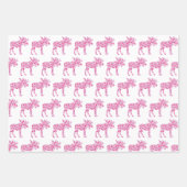 小さなピンク色の愛のハートで作られた可愛いムース ラッピングペーパーシート (正面)