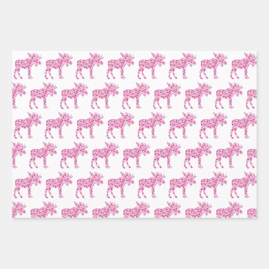 小さなピンク色の愛のハートで作られた可愛いムース ラッピングペーパーシート (正面)