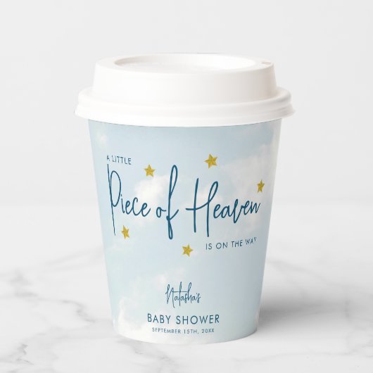 小さなピースの天国スカイブルーベビーシャワー 紙コップ (正面)