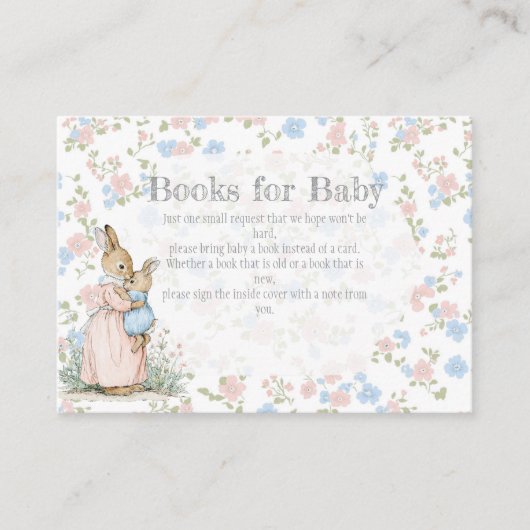 小さなピーター・ラビットとママがベビーのために本を書く エンクロージャーカード (正面)