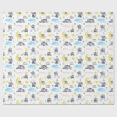 小さなピーナッツが象の赤ちゃんシャワーの途中にある ラッピングペーパー (フラット)