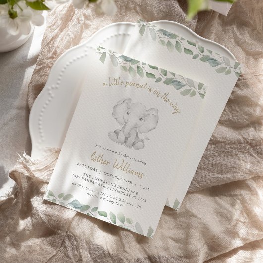 小さなピーナッツが象の赤ちゃんシャワーの途中にある 招待状