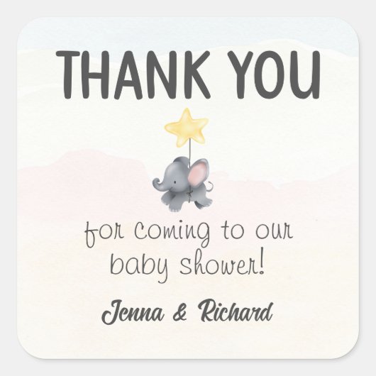 小さなピーナッツが赤ちゃんシャワーの途中にある スクエアシール (正面)