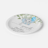 小さなピーナッツが赤ちゃんシャワーの途中にある ペーパープレート (アングル)