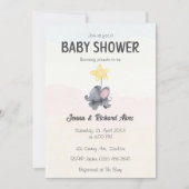 小さなピーナッツが赤ちゃんシャワーの途中にある 招待状 (正面)