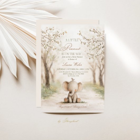小さなピーナッツのベイビーシャワー エレファント 招待状