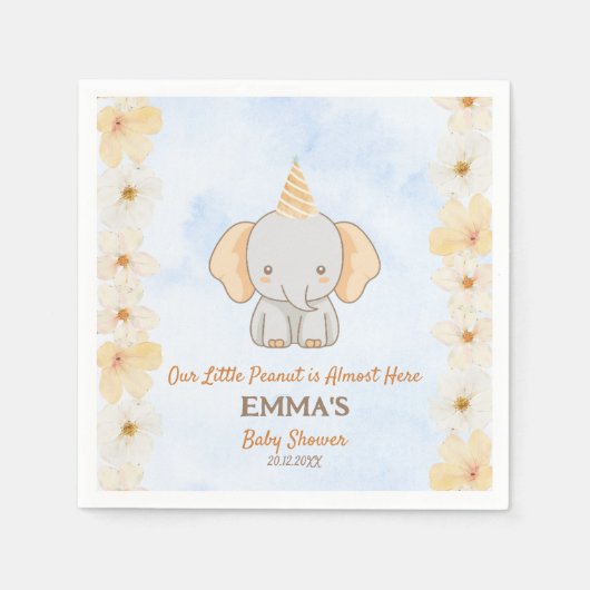 小さなピーナッツの夢 – 象の赤ちゃんシャワー スタンダードカクテルナプキン (正面)