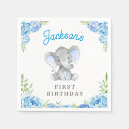 小さなピーナッツの男の子象の1歳2歳の誕生日パーティー スタンダードカクテルナプキン