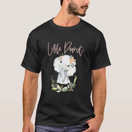 小さなピーナッツの花柄の象 Tシャツ (正面)