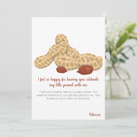 小さなピーナッツの赤ちゃんシャワー サンキューカード (スタンド正面)