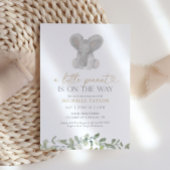 小さなピーナッツエレファントグリーンリーベビーシャワー 招待状