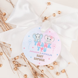 小さなピーナッツツインズピンク&ブルーサンキュー フェイバータグ