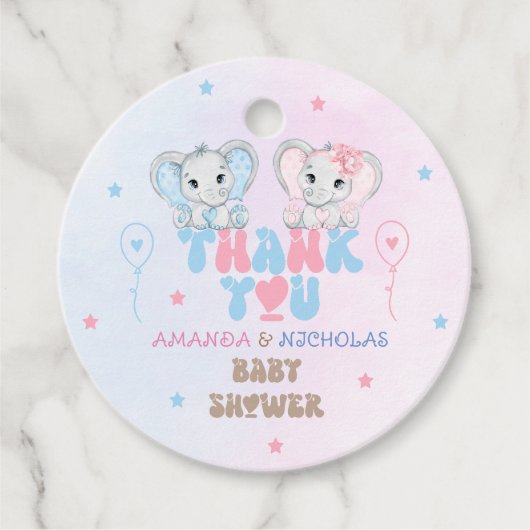 小さなピーナッツツインズピンク&ブルーサンキュー フェイバータグ (正面)