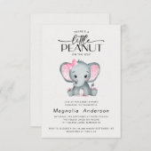 小さなピーナッツピンク象の赤ちゃんシャワー 招待状 (正面/裏面)