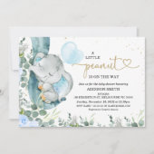 小さなピーナッツフローラの葉エレファントベビーシャワー 招待状 (正面)