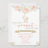 小さなピーナッツママベビーゾウの赤ちゃんシャワー 招待状 (正面)