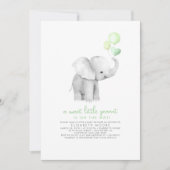 小さなピーナッツ甘いベビーゾウの赤ちゃんシャワー 招待状 (正面)