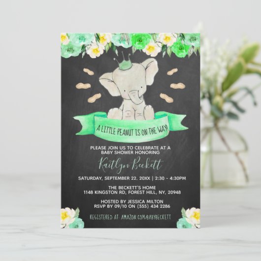 小さなピーナッツ男女兼用赤ちゃんシャワー 招待状 (スタンド正面)