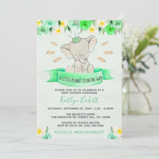 小さなピーナッツ男女兼用赤ちゃんシャワー 招待状 (スタンド正面)