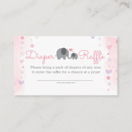小さなピーナッツ象の女の子シャワーおむつラッフル エンクロージャーカード